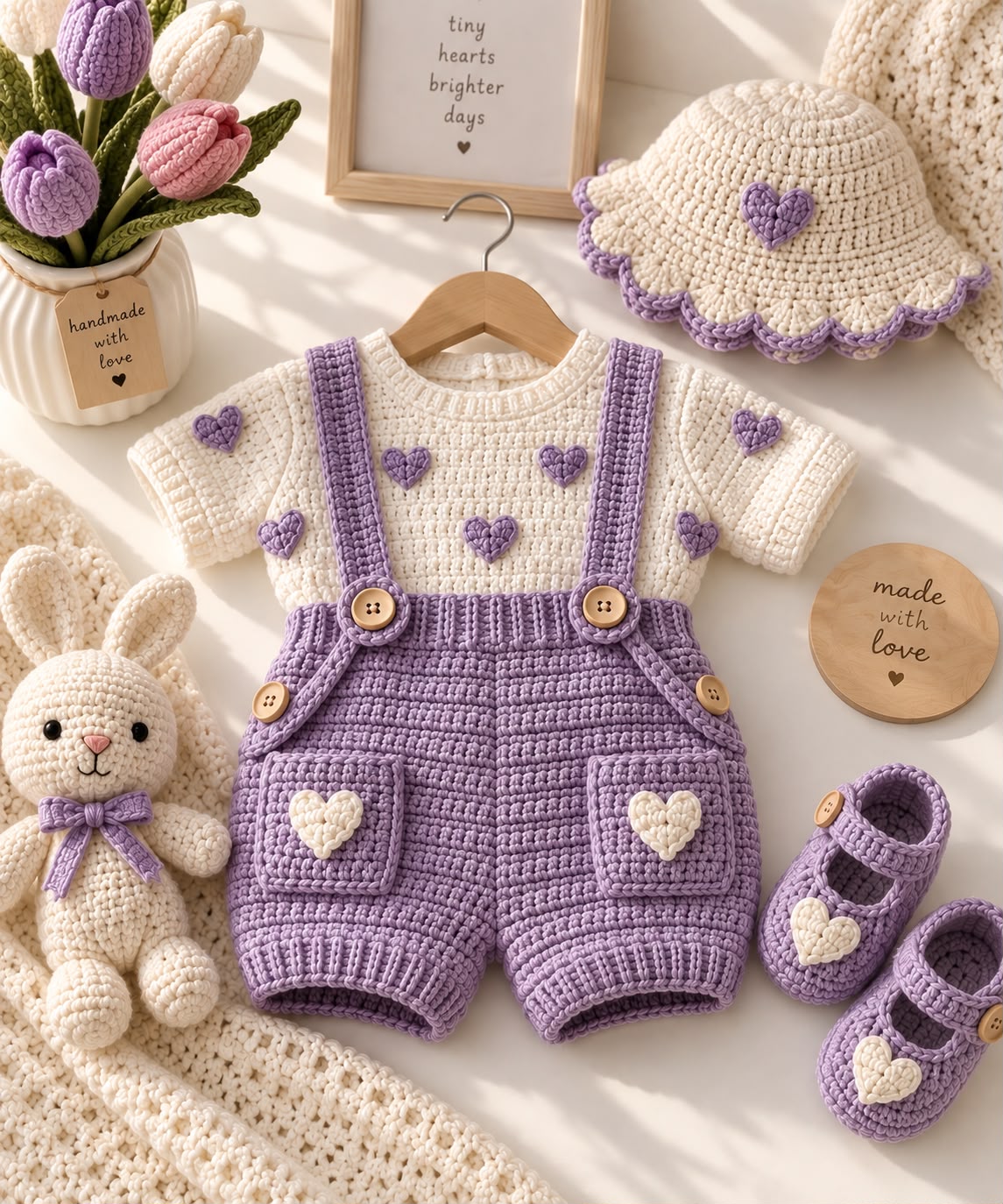 Heart Suspender Set- Lilac