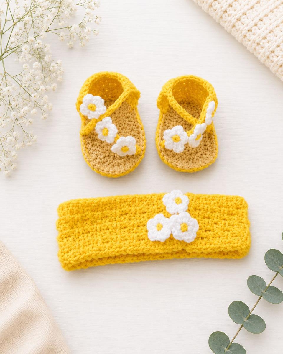 Crochet shoes and headband set