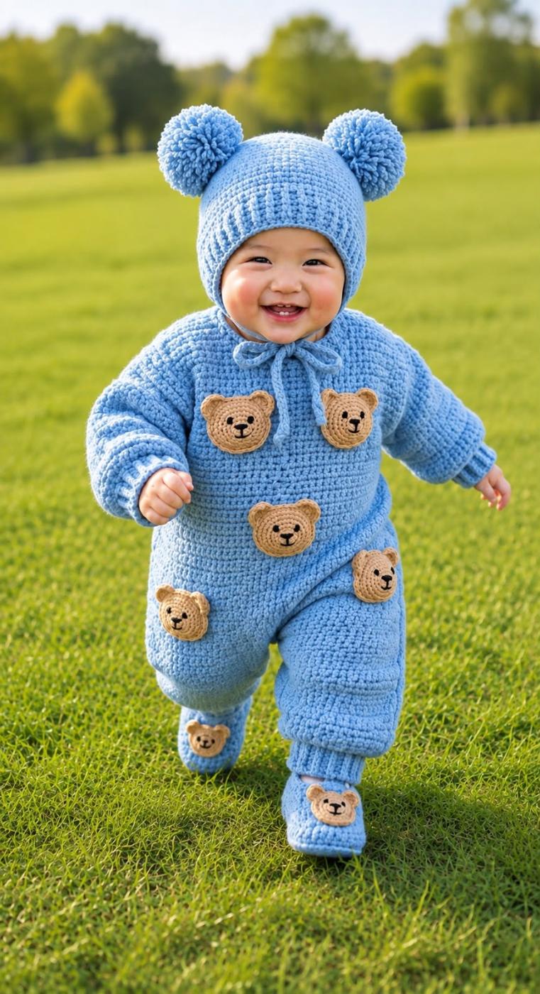 Huggie Bear Romper-Blue
