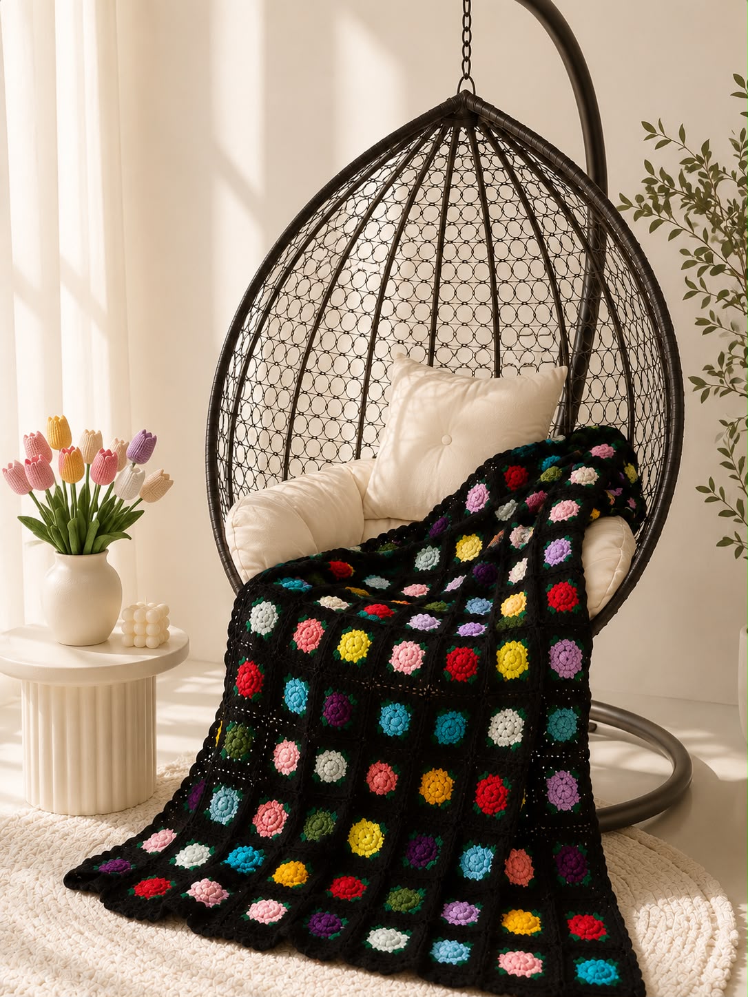 Crochet Throw-Black