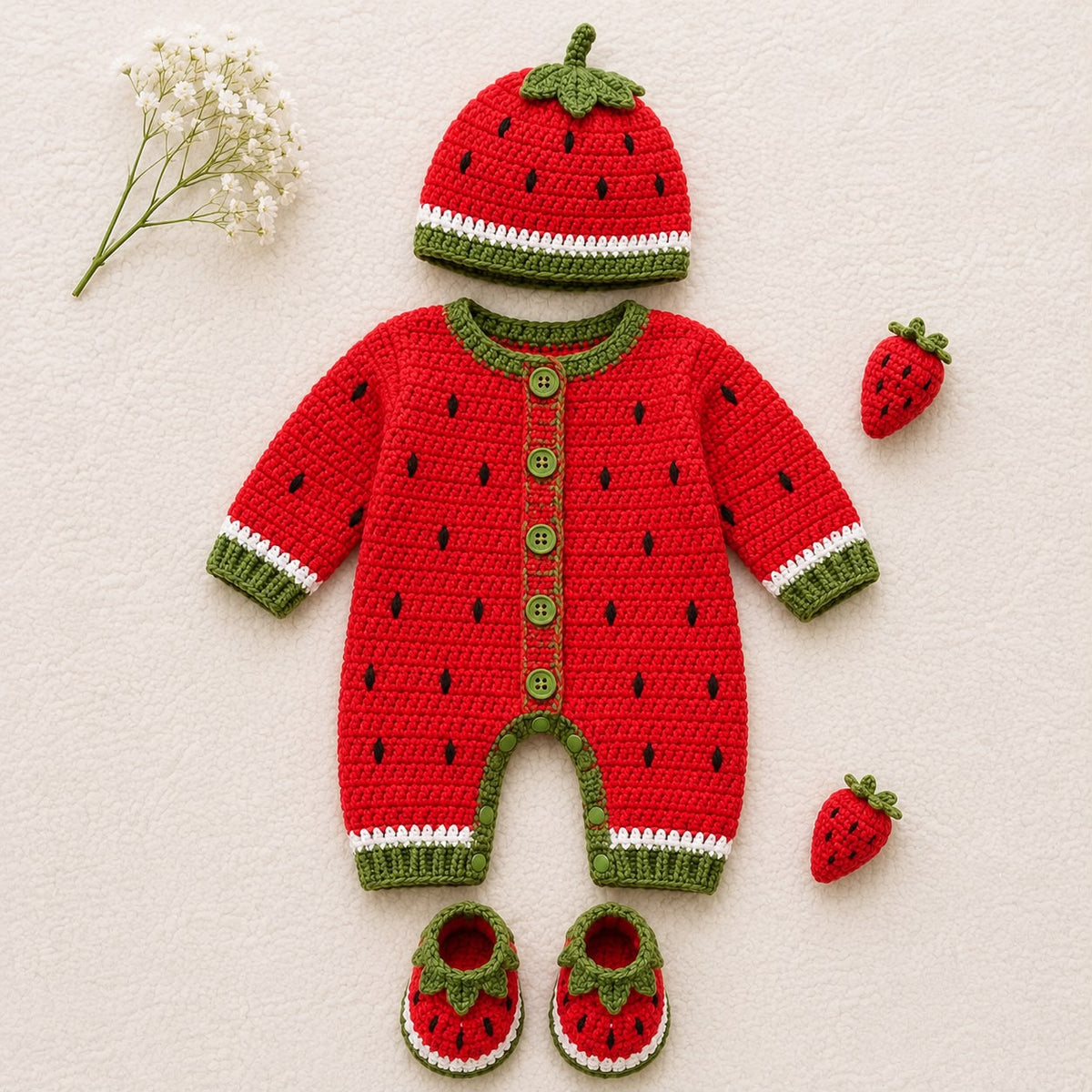 Watermelon Crochet Romper