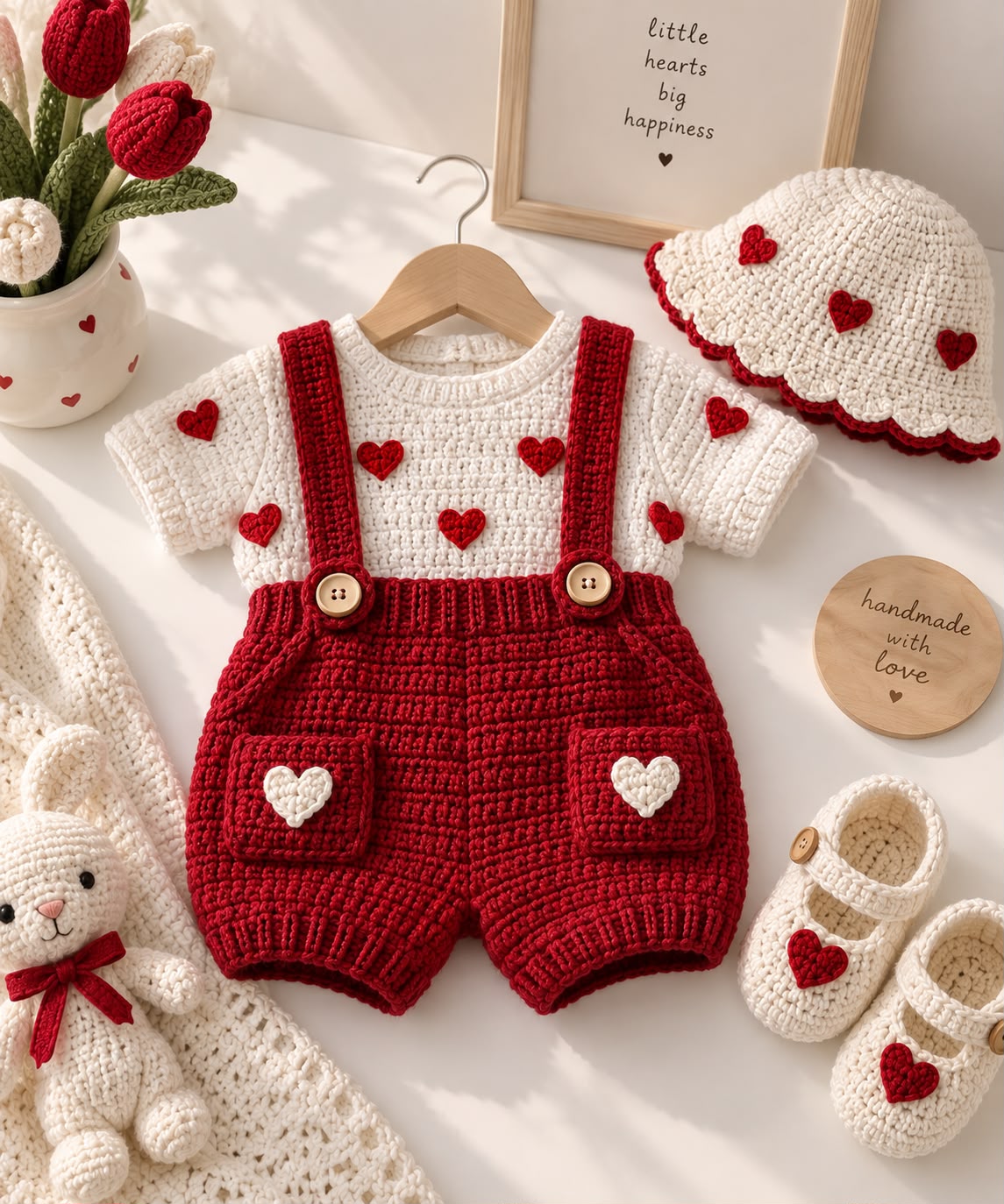 Heart Suspender Set-Red