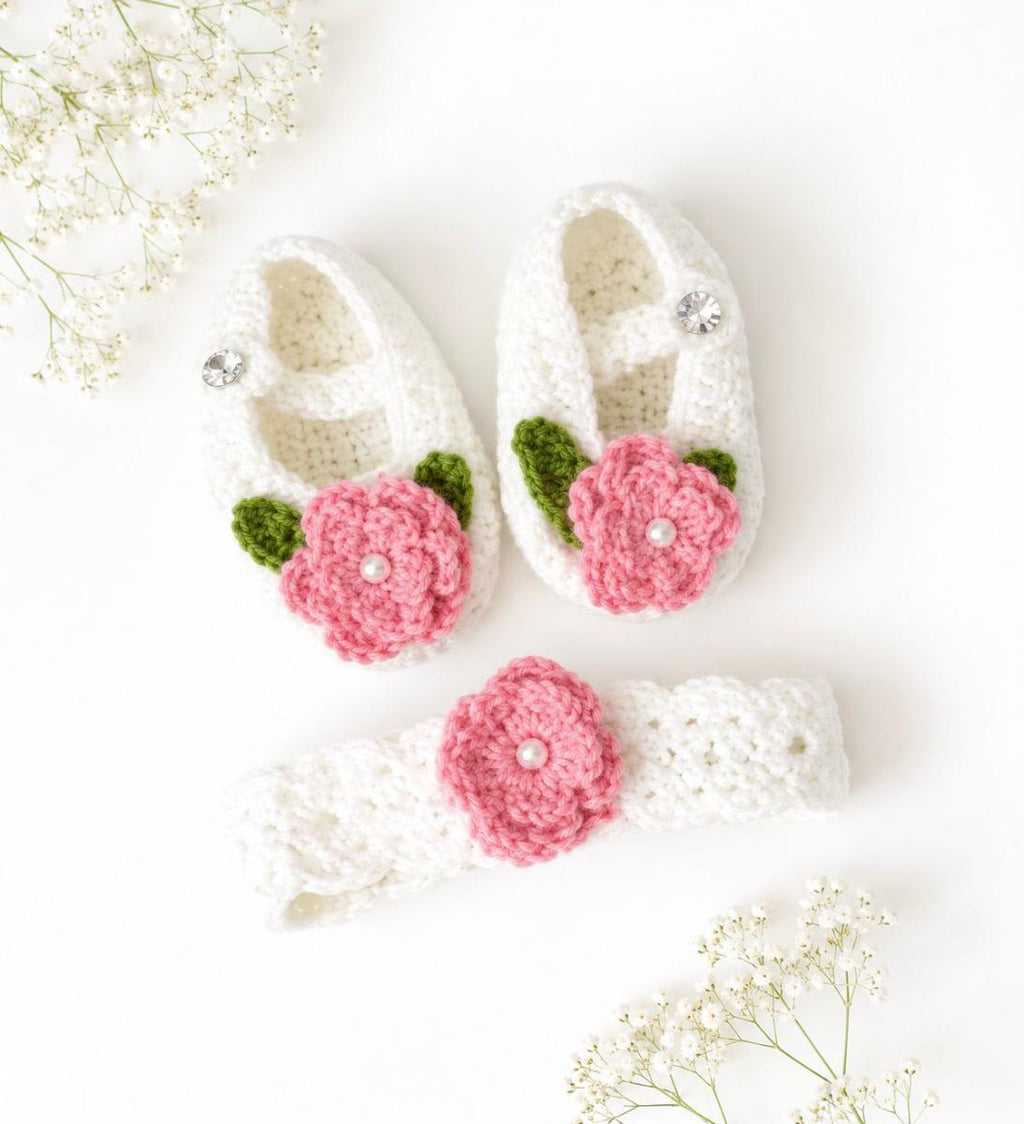 Crochet shoes and headband set