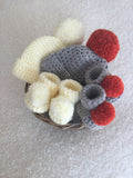 SET OF CROCHET BABY SHOES & CAPS