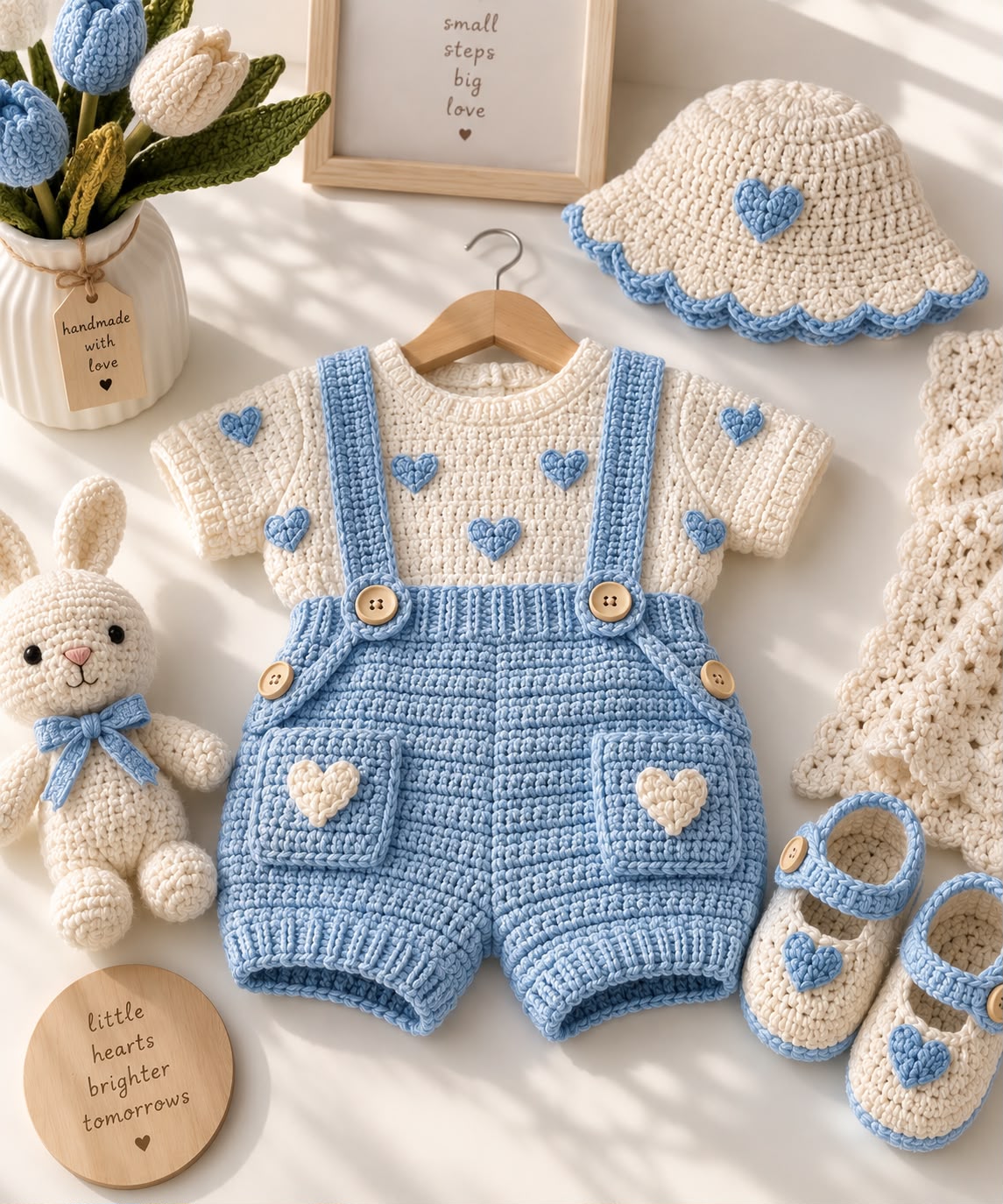 Heart Suspender Set- Blue