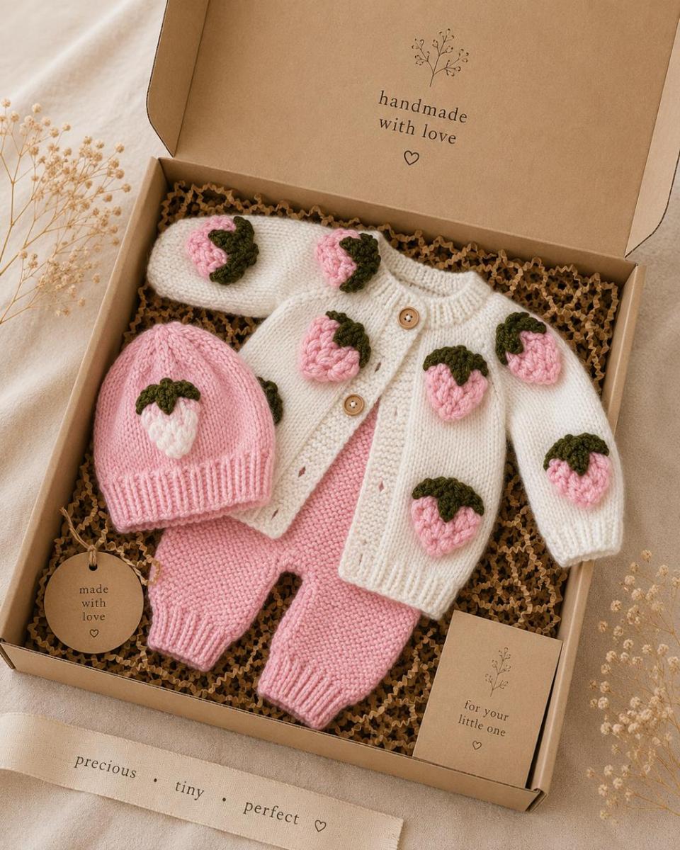 Strawberry Cream Knit Set