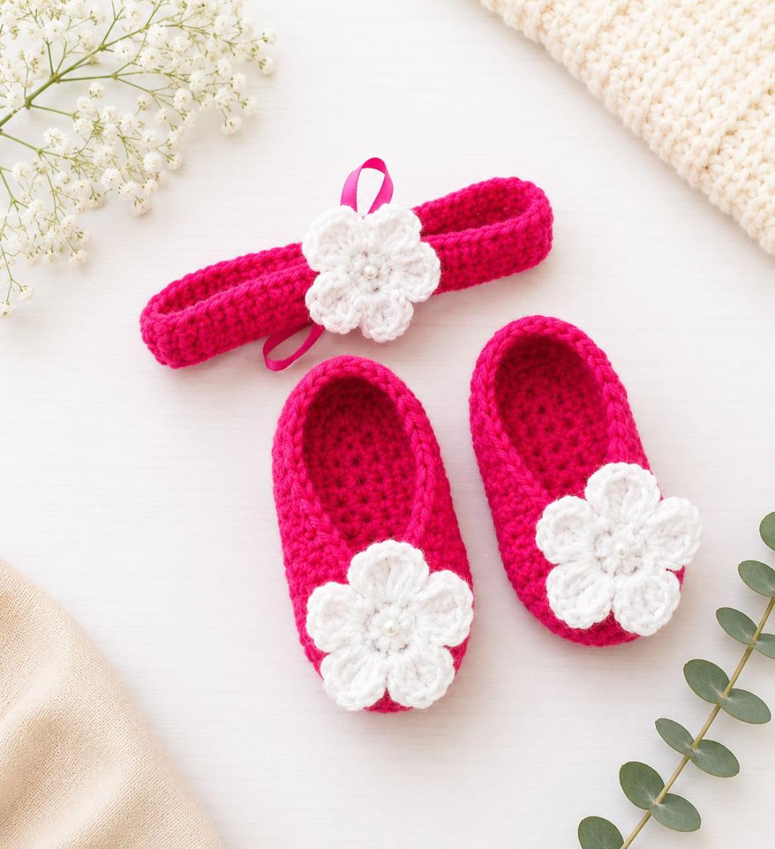 Crochet shoes and headband set